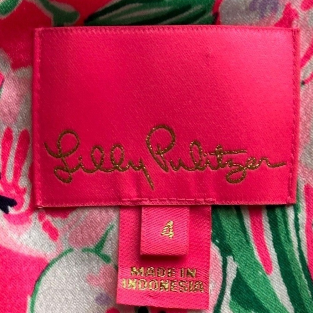 Lilly Pulitzer Pink Floral Romper Skort Bow Sleeve Size 4 Resort Spring - Picture 6 of 9